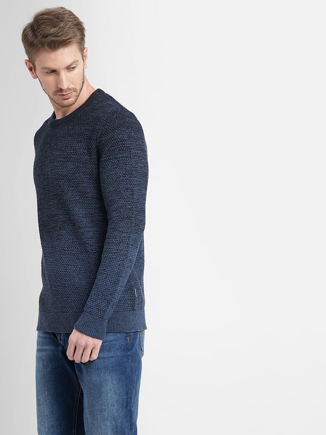 Denim Blue Crew Neck Pullover