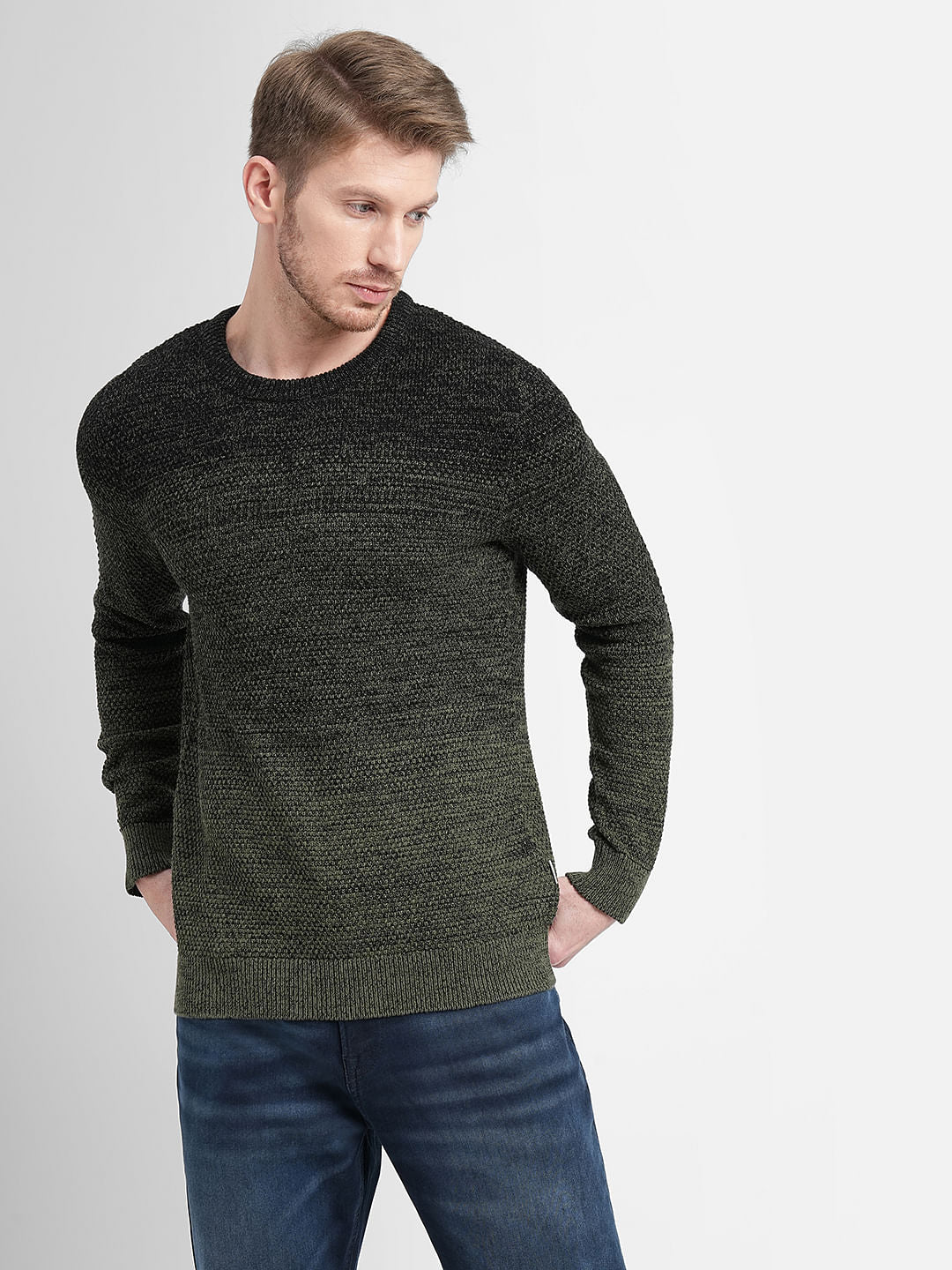Dark Green Crew Neck Pullover