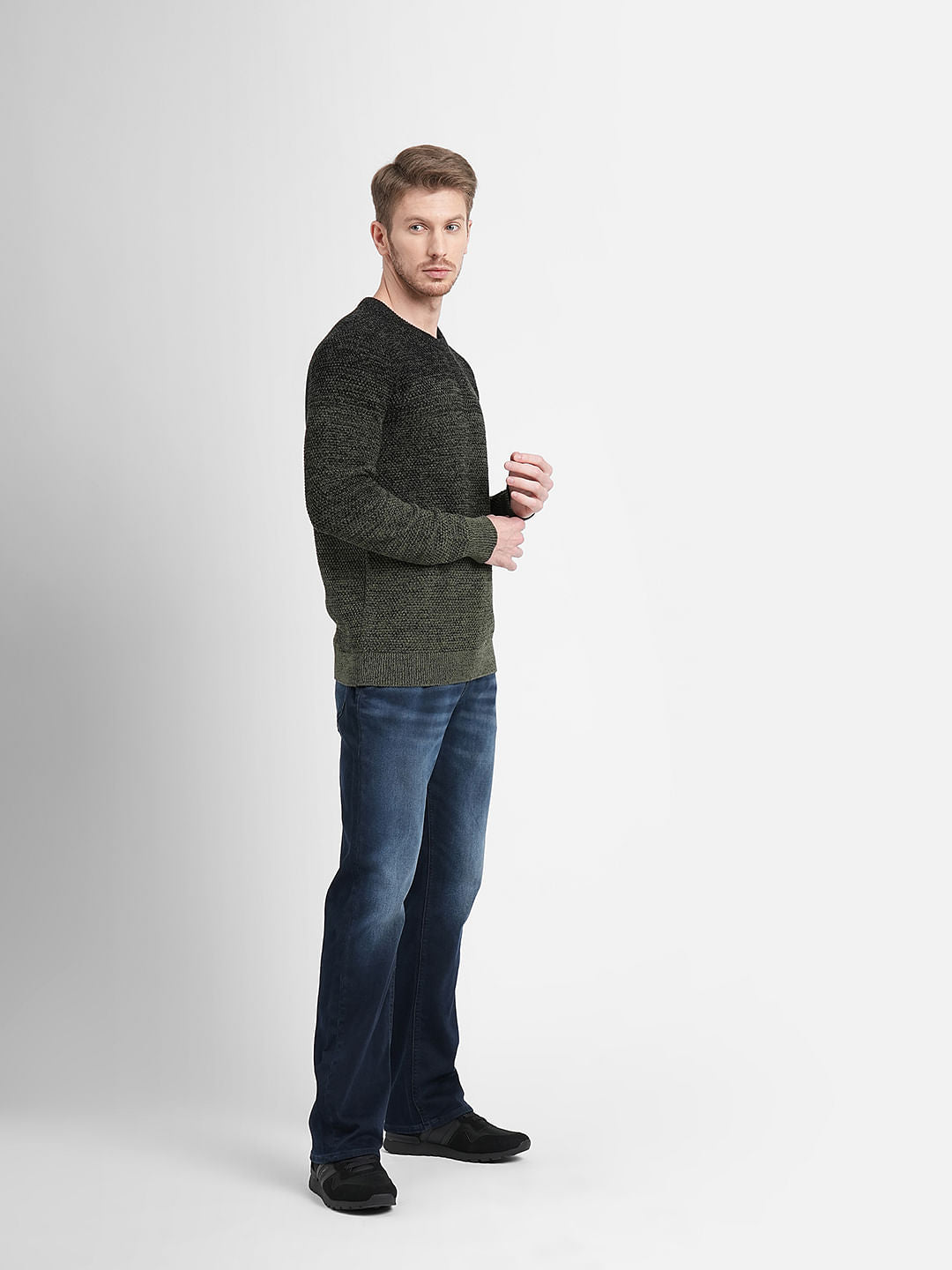 Dark Green Crew Neck Pullover