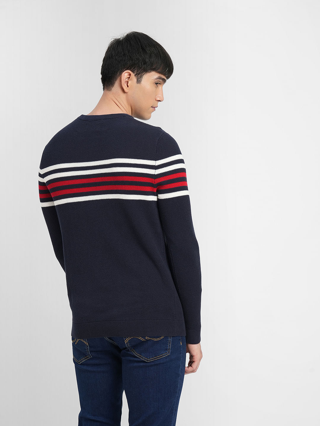 Navy Blue Printed Pullover
