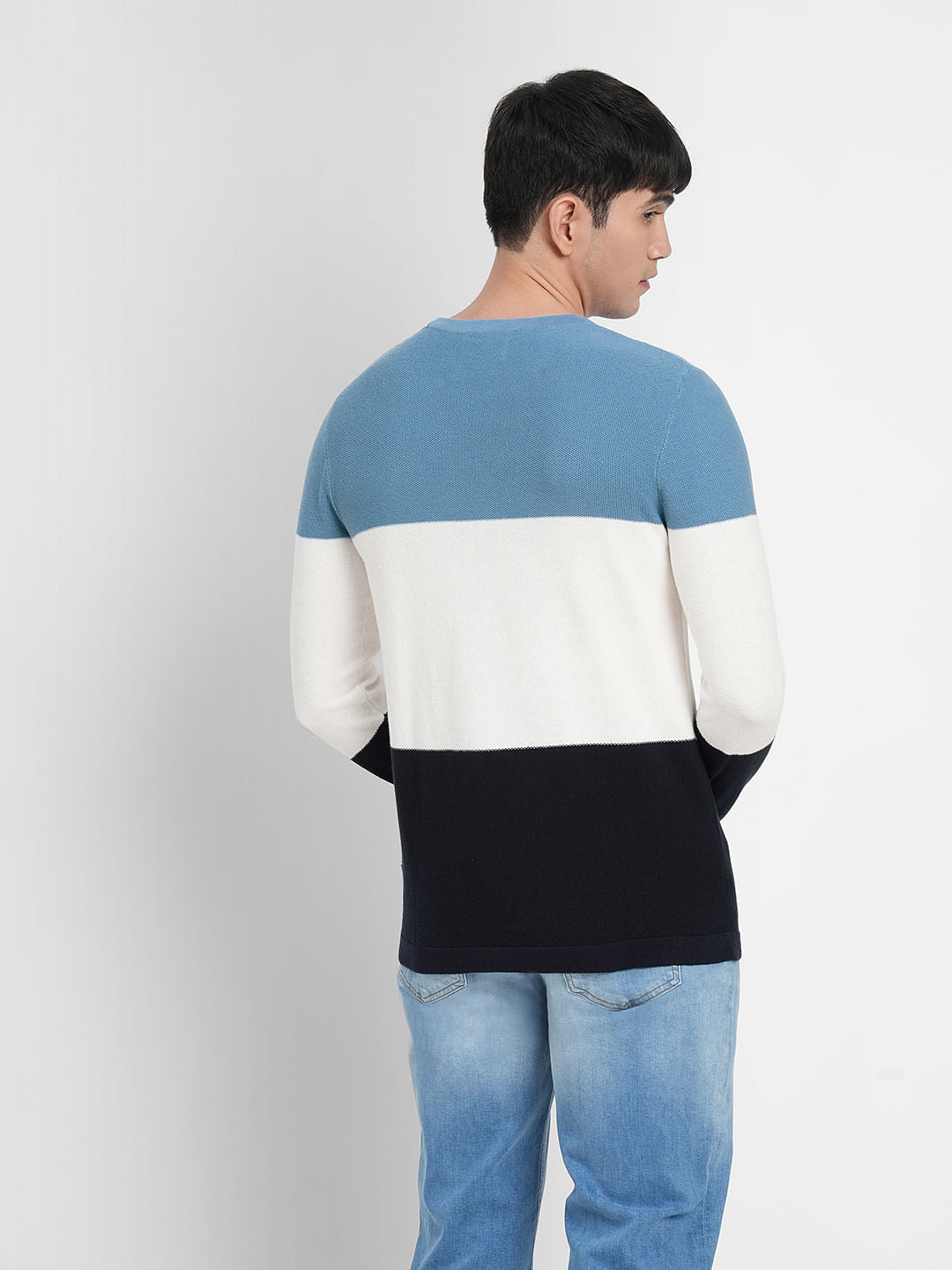 Blue Colourblocked Pullover