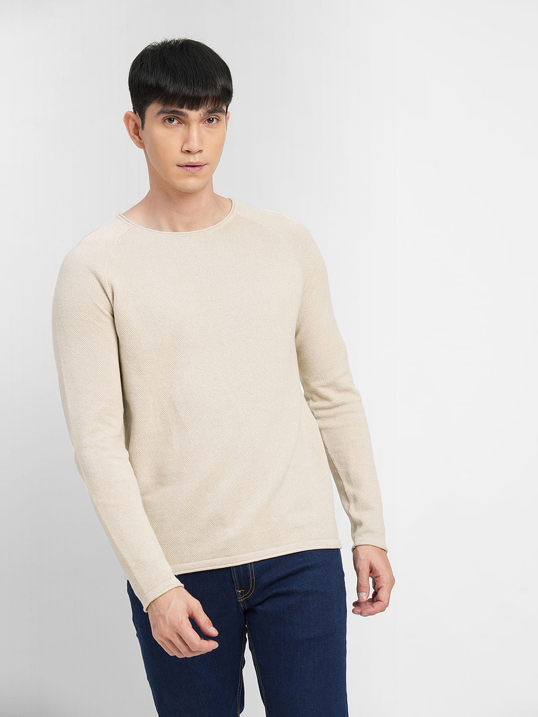 Beige Striped Pullover