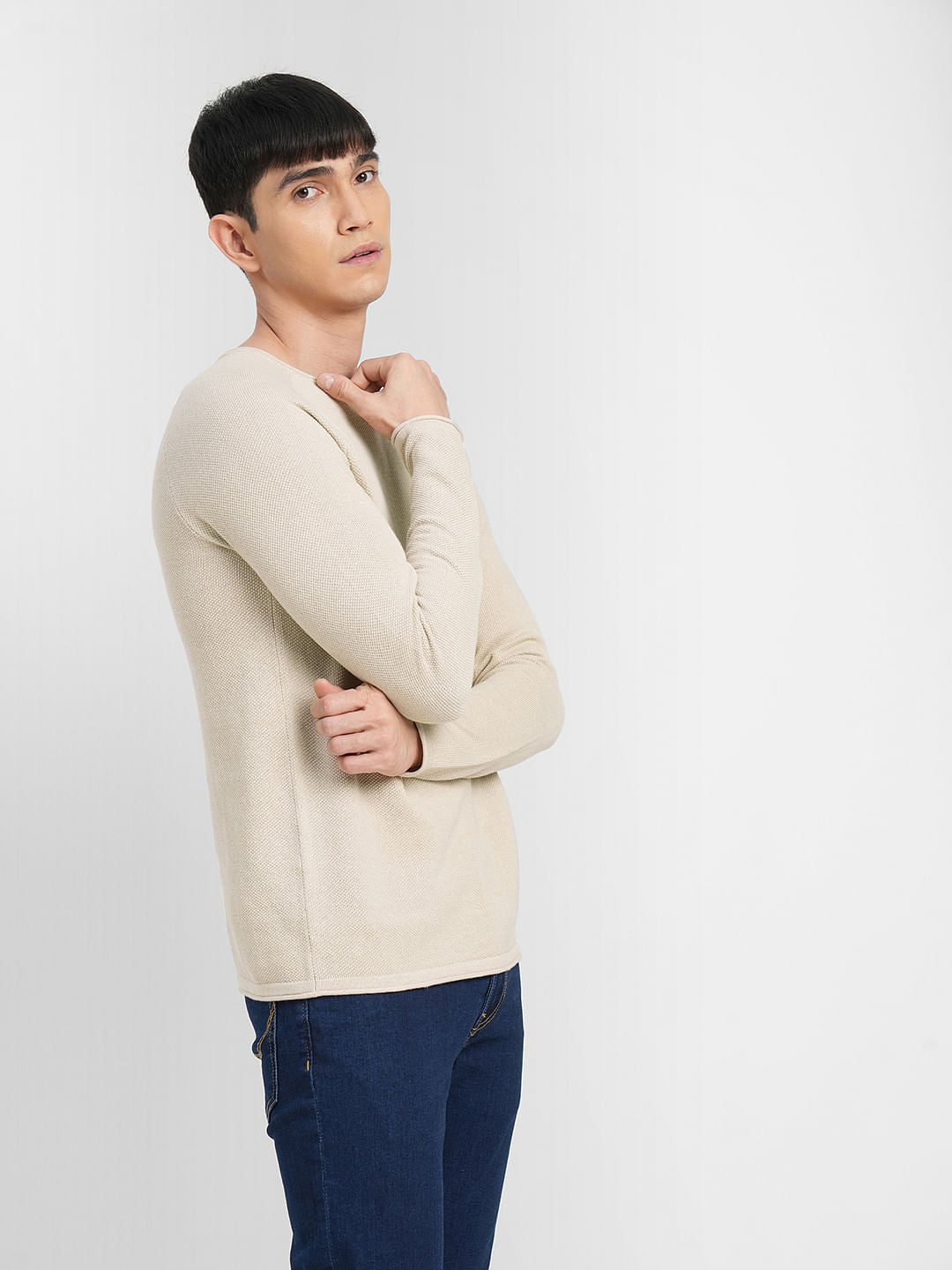 Beige Striped Pullover