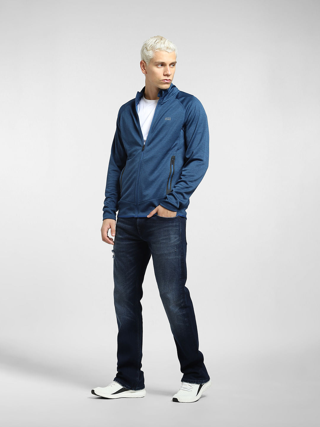 Blue High Neck Track Jacket
