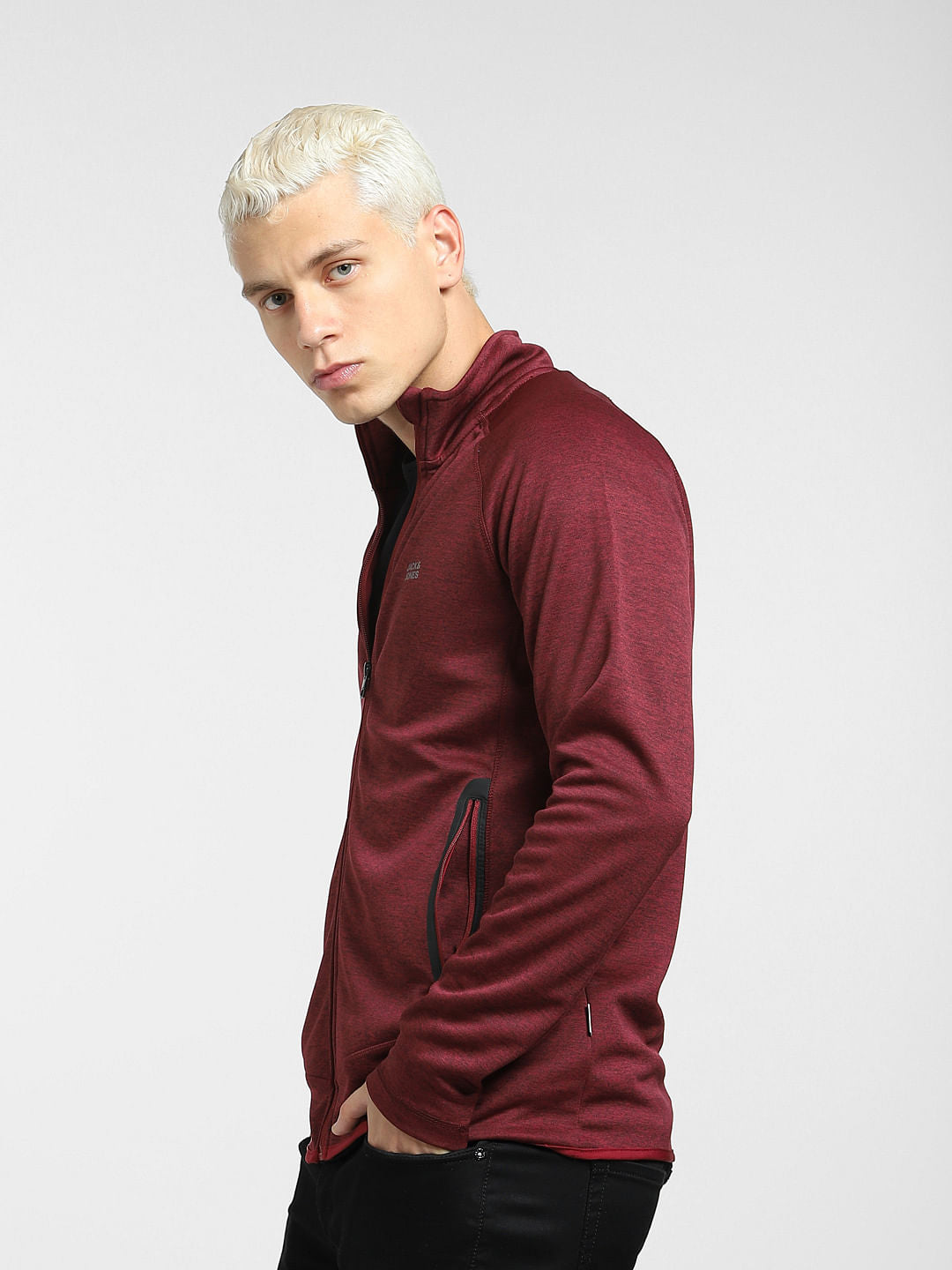 Burgundy High Neck Track Jacket