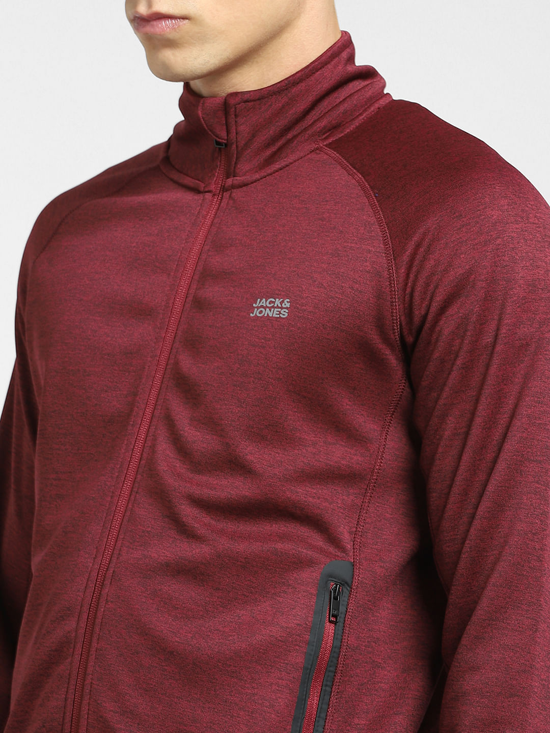 Burgundy High Neck Track Jacket