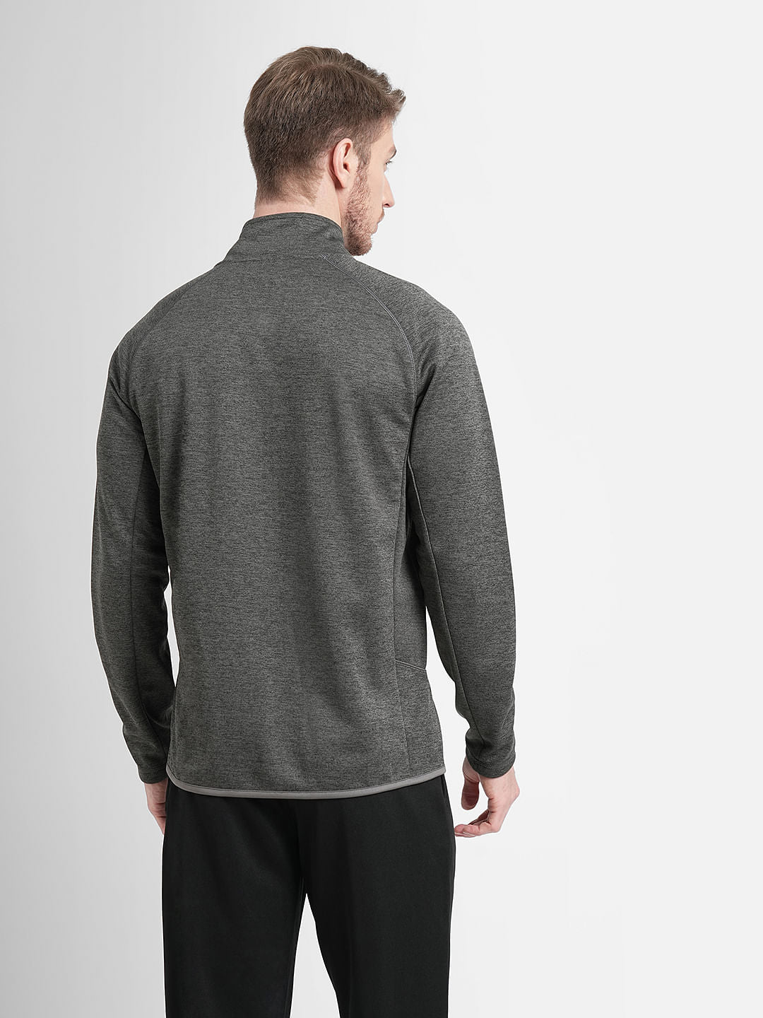 Grey Logo Print Zip-Up Jacket