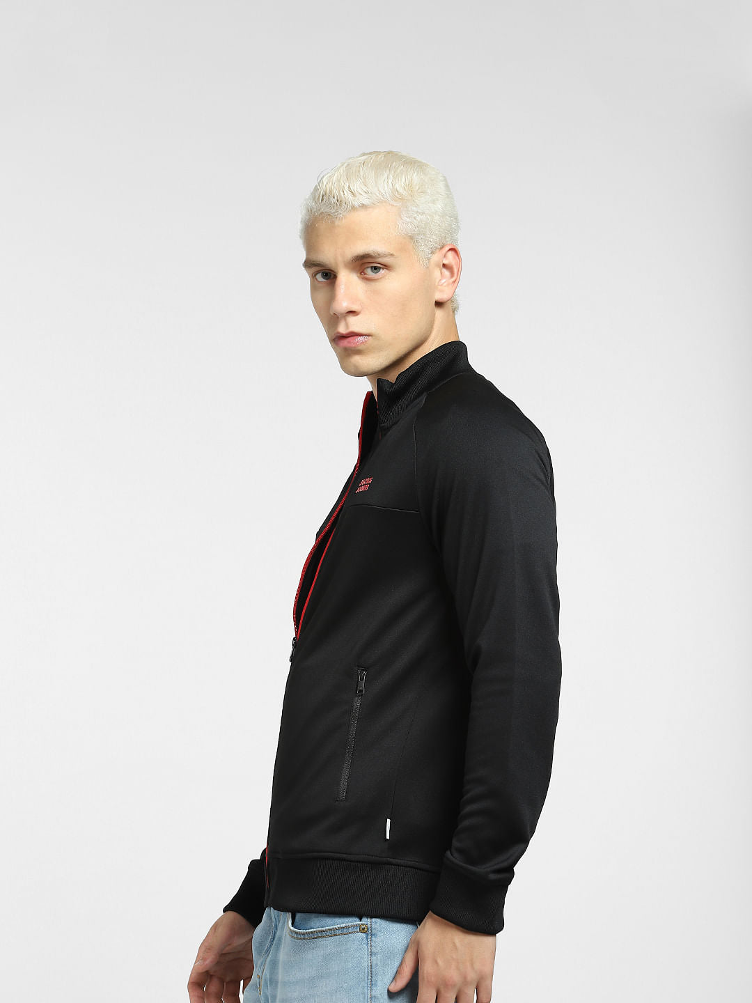 Black High Neck Track Jacket