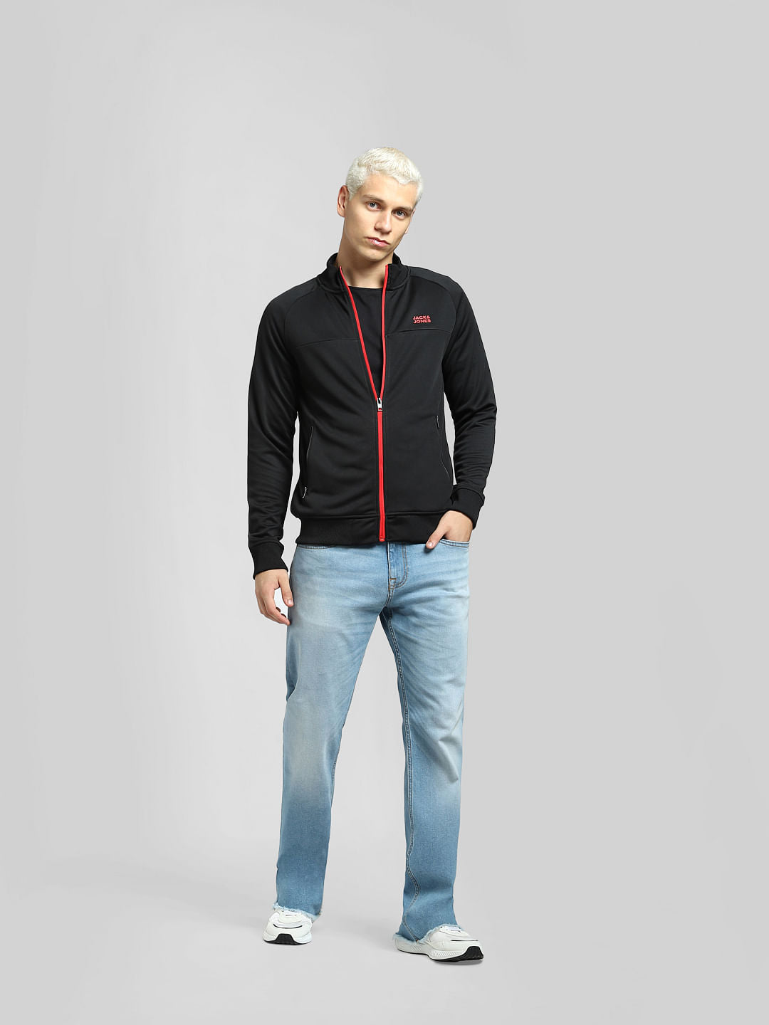 Black High Neck Track Jacket