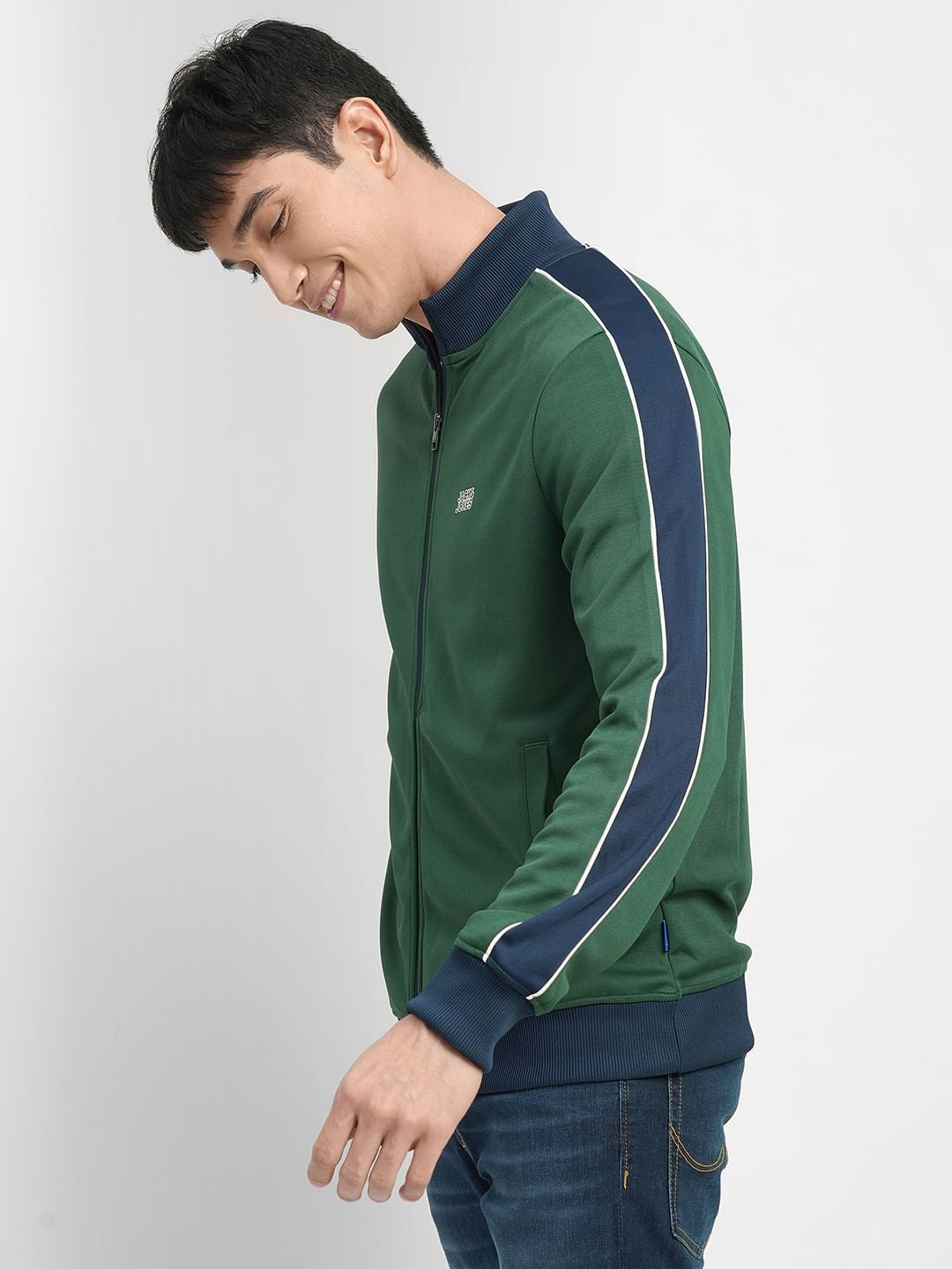 Dark Green Colourblocked Track Jacket