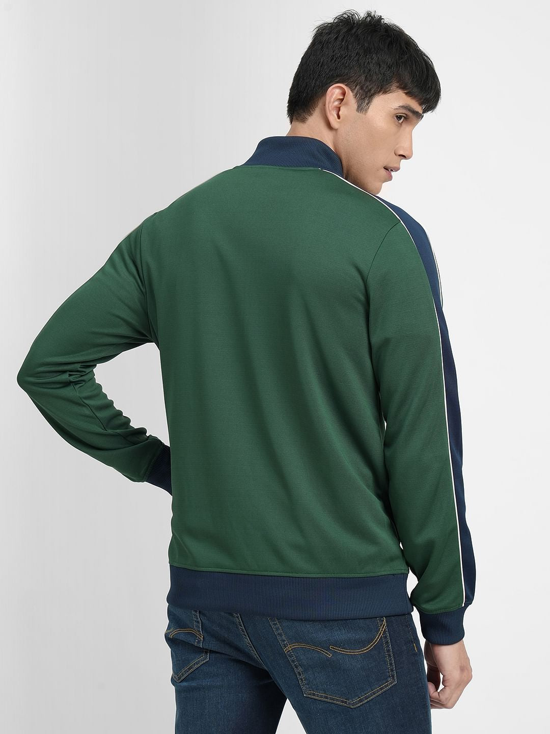 Dark Green Colourblocked Track Jacket