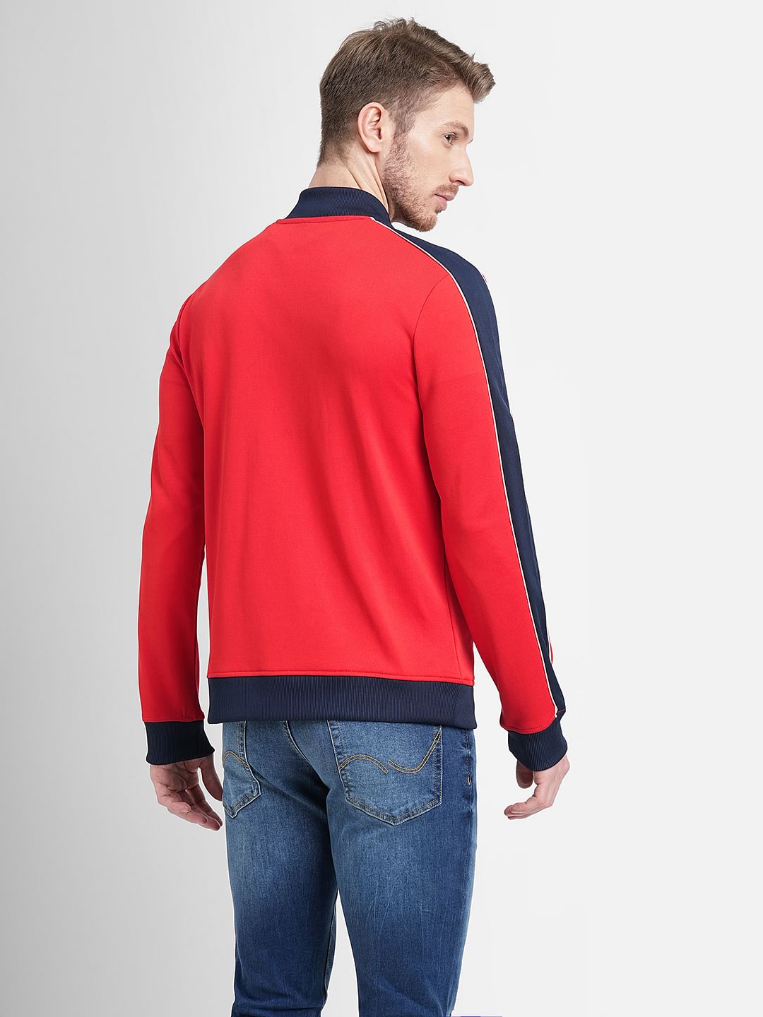 Red Zip-Up Colourblocked Jacket