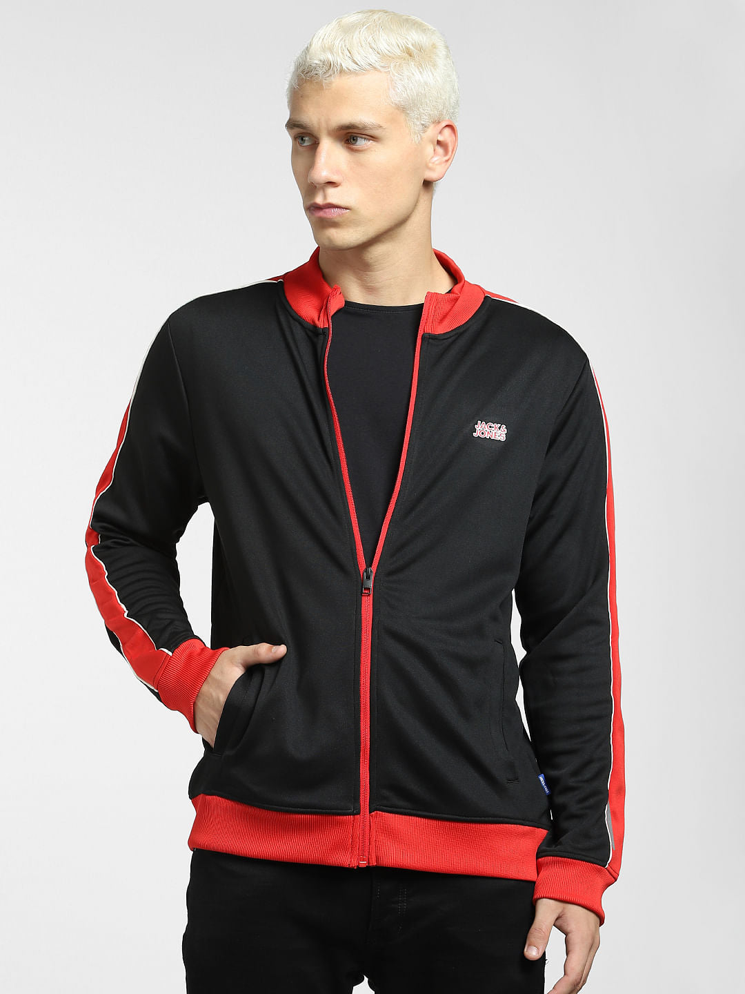 Black Contrast Tipping Track Jacket