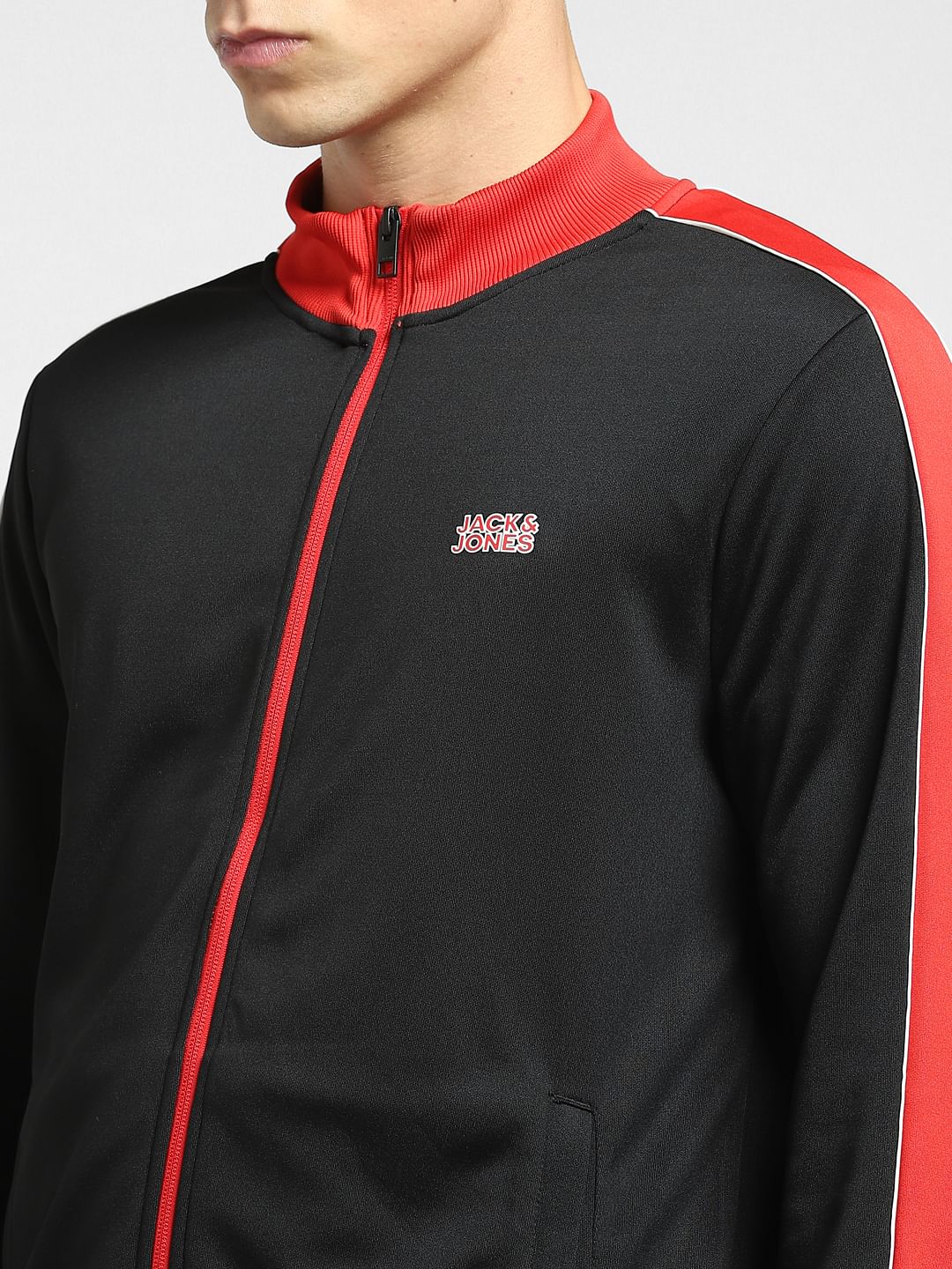 Black Contrast Tipping Track Jacket