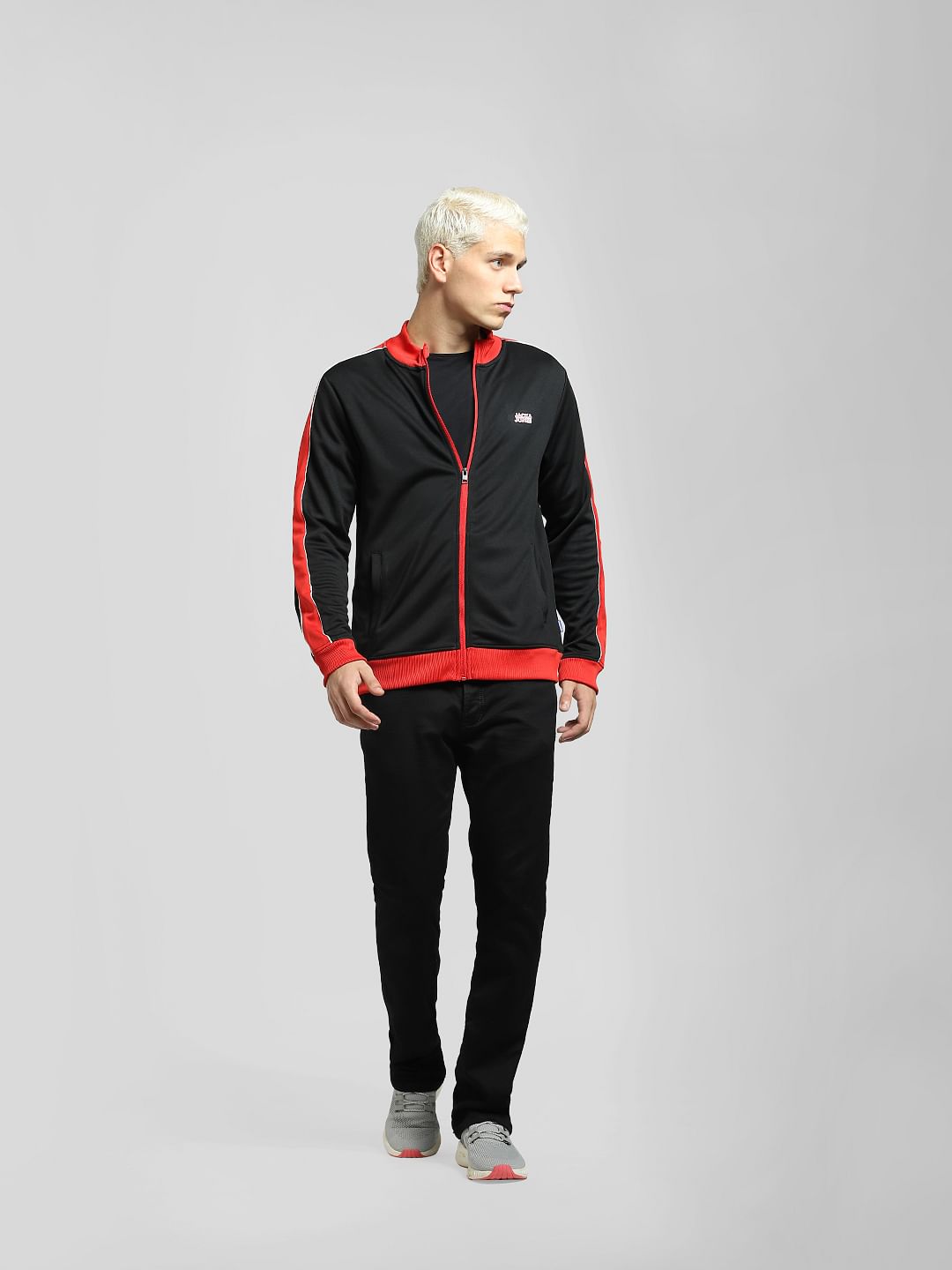 Black Contrast Tipping Track Jacket