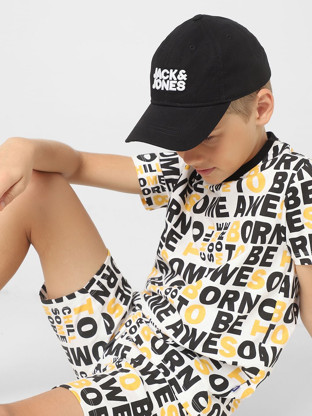 Boys Black Logo Print Baseball Cap