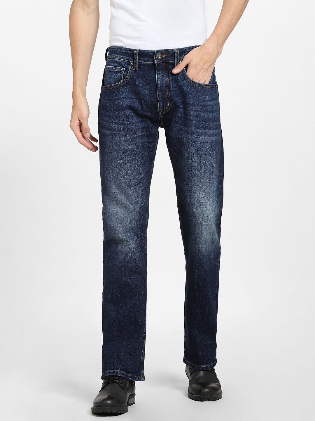 Dark Blue High Rise Bootcut Jeans