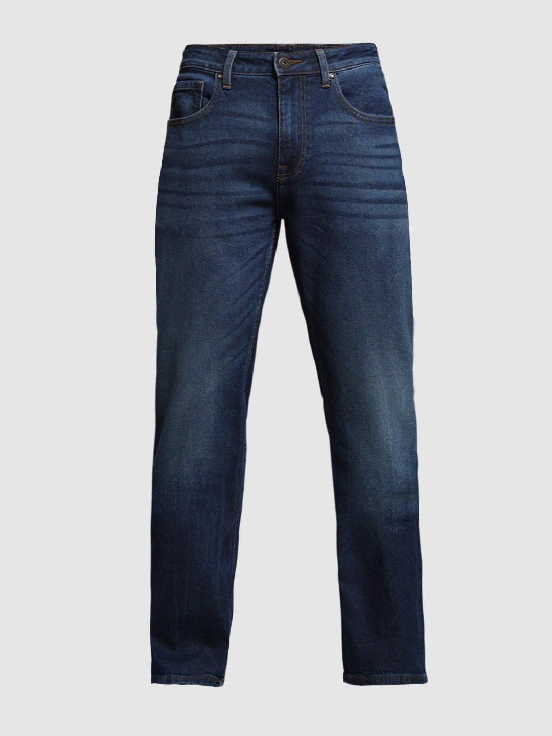 Men's Dark Blue Slim Fit Bootcut Stretch Jeans