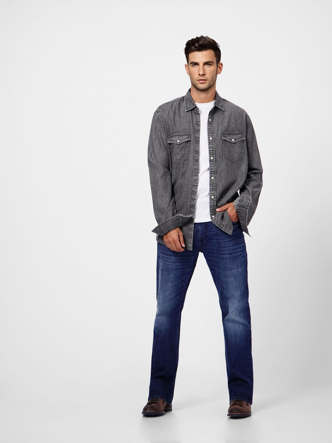 Dark Blue High Rise Bootcut Jeans