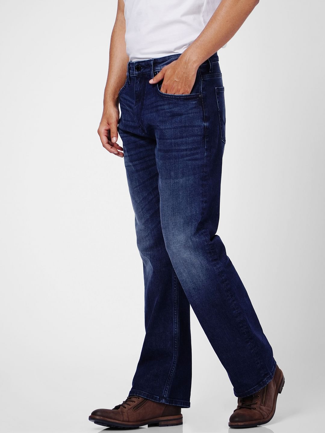 Dark Blue High Rise Bootcut Jeans