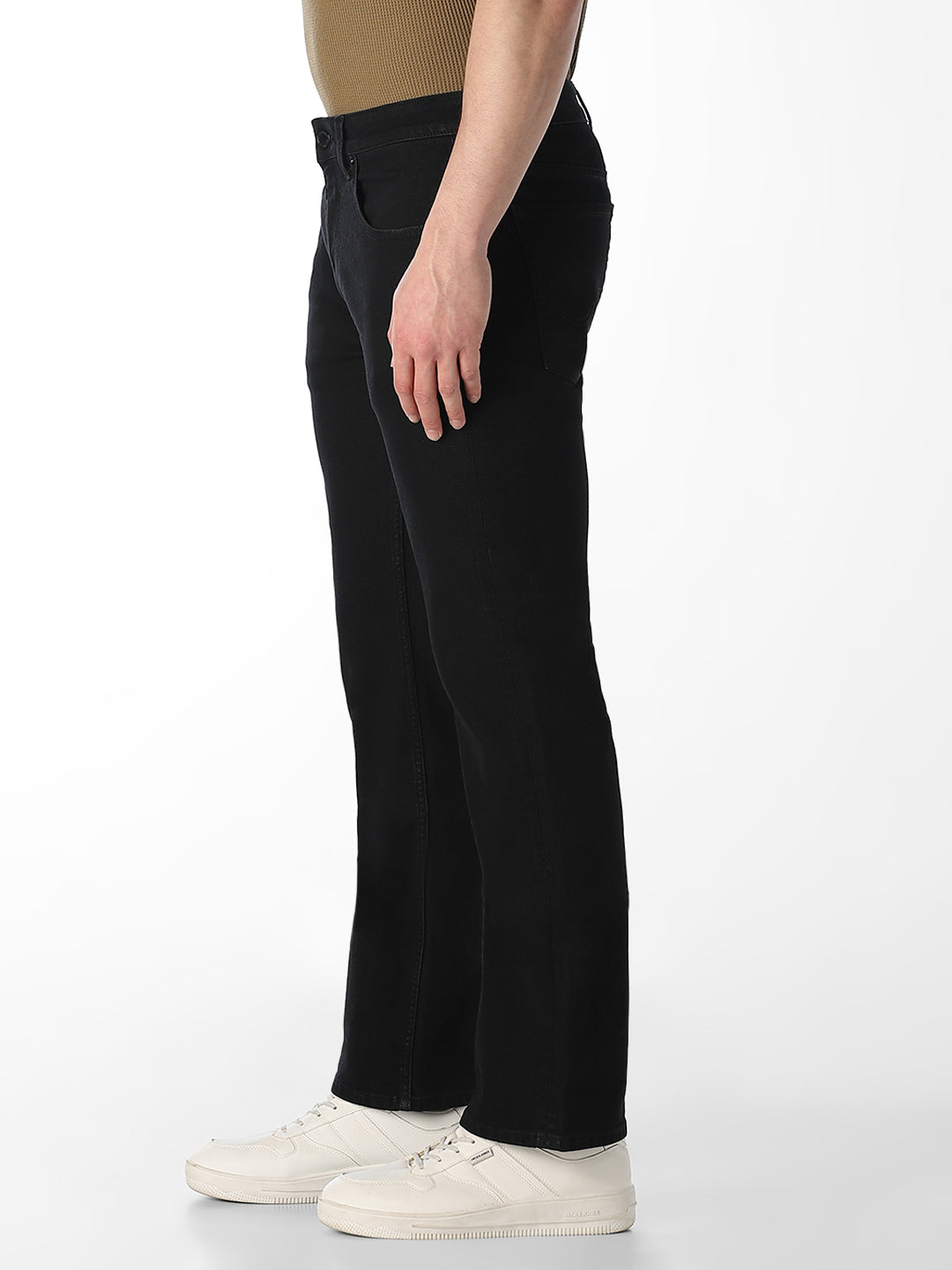 Men's Black Bootcut Stretch Jeans With Zip Fly