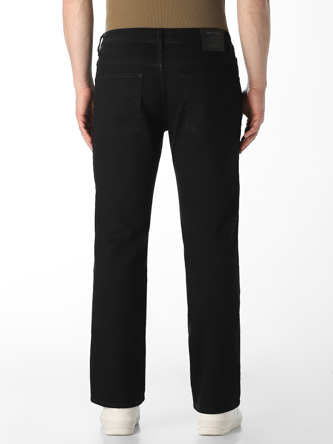Men's Black Bootcut Stretch Jeans With Zip Fly