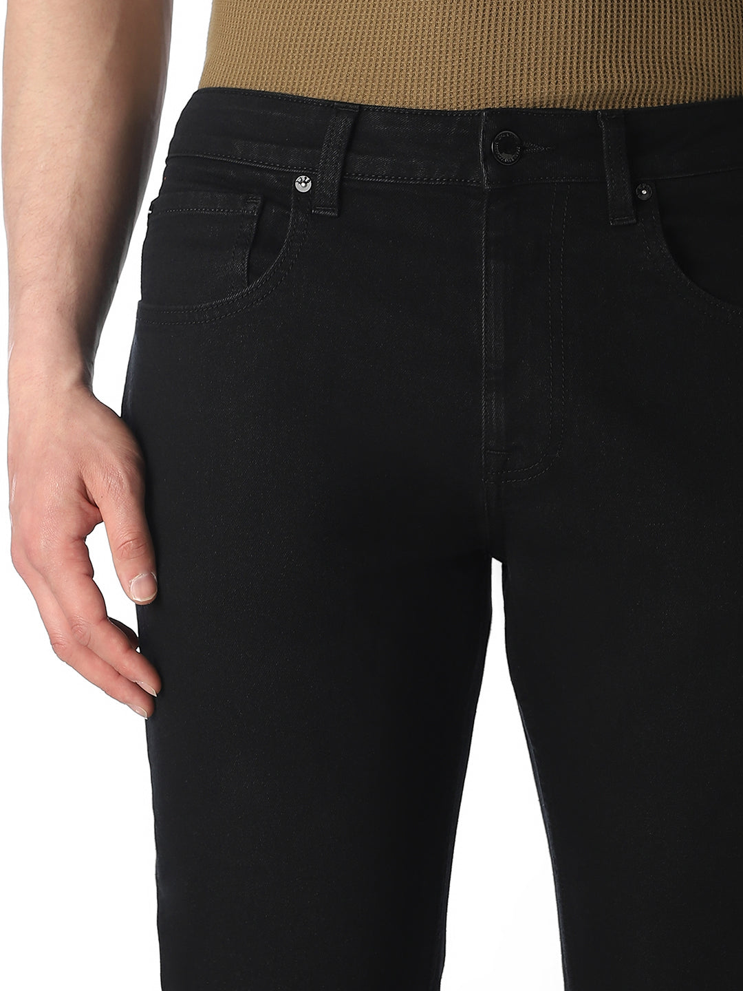 Men's Black Bootcut Stretch Jeans With Zip Fly