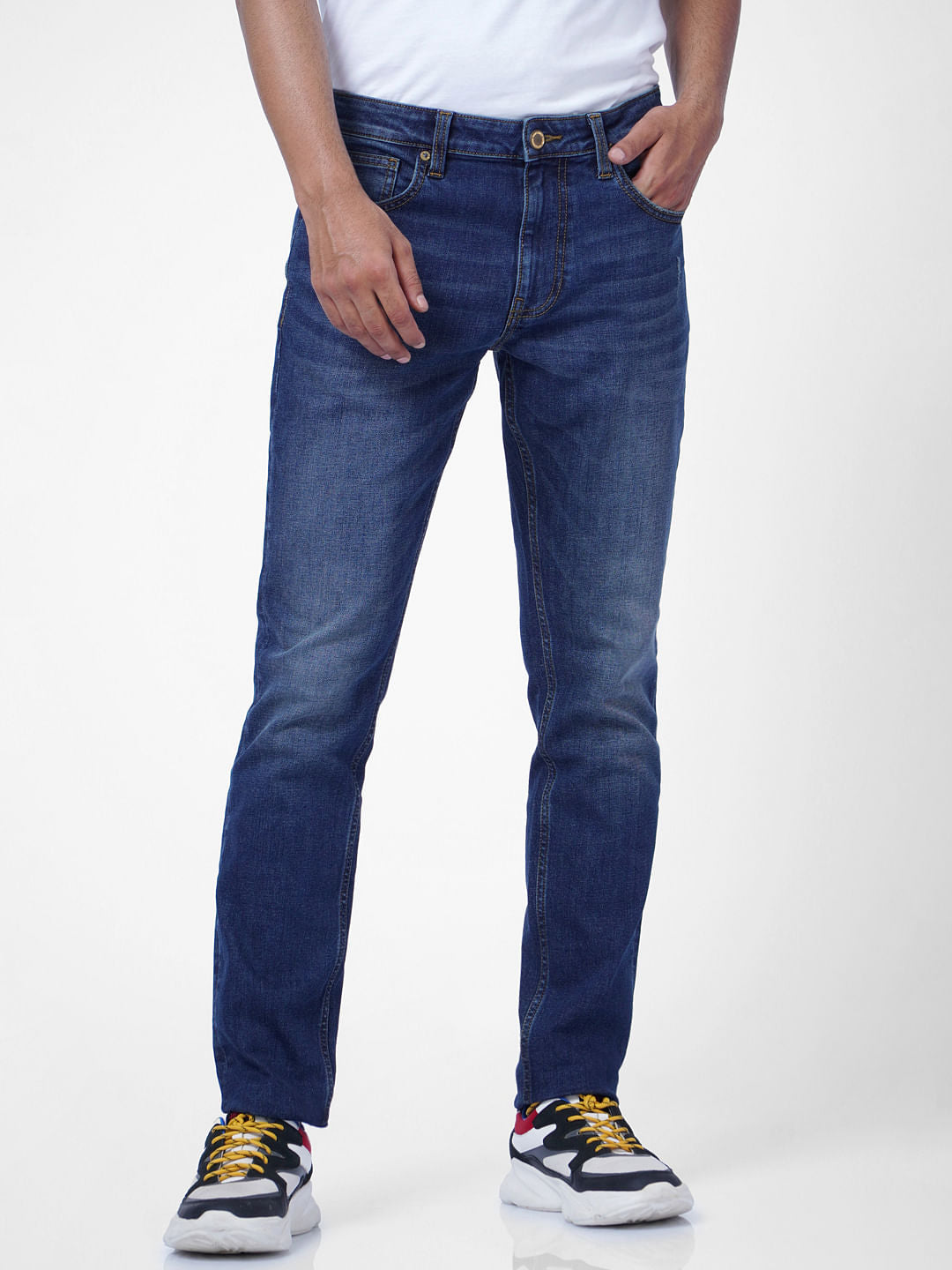 Blue Low Rise Washed Glenn Slim Jeans
