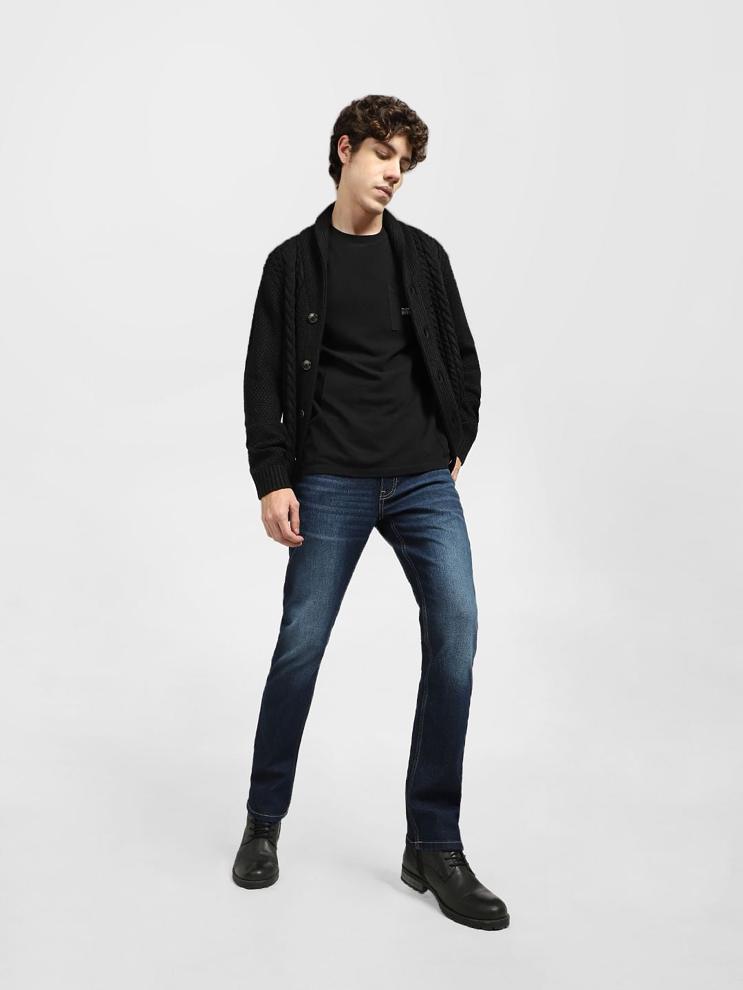 Dark Blue Mid Rise Clark Regular Jeans