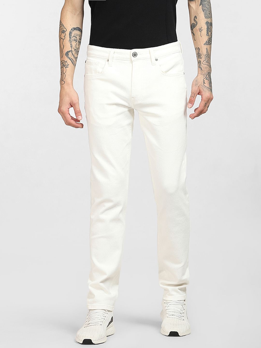 White Low Rise Glenn Slim Jeans
