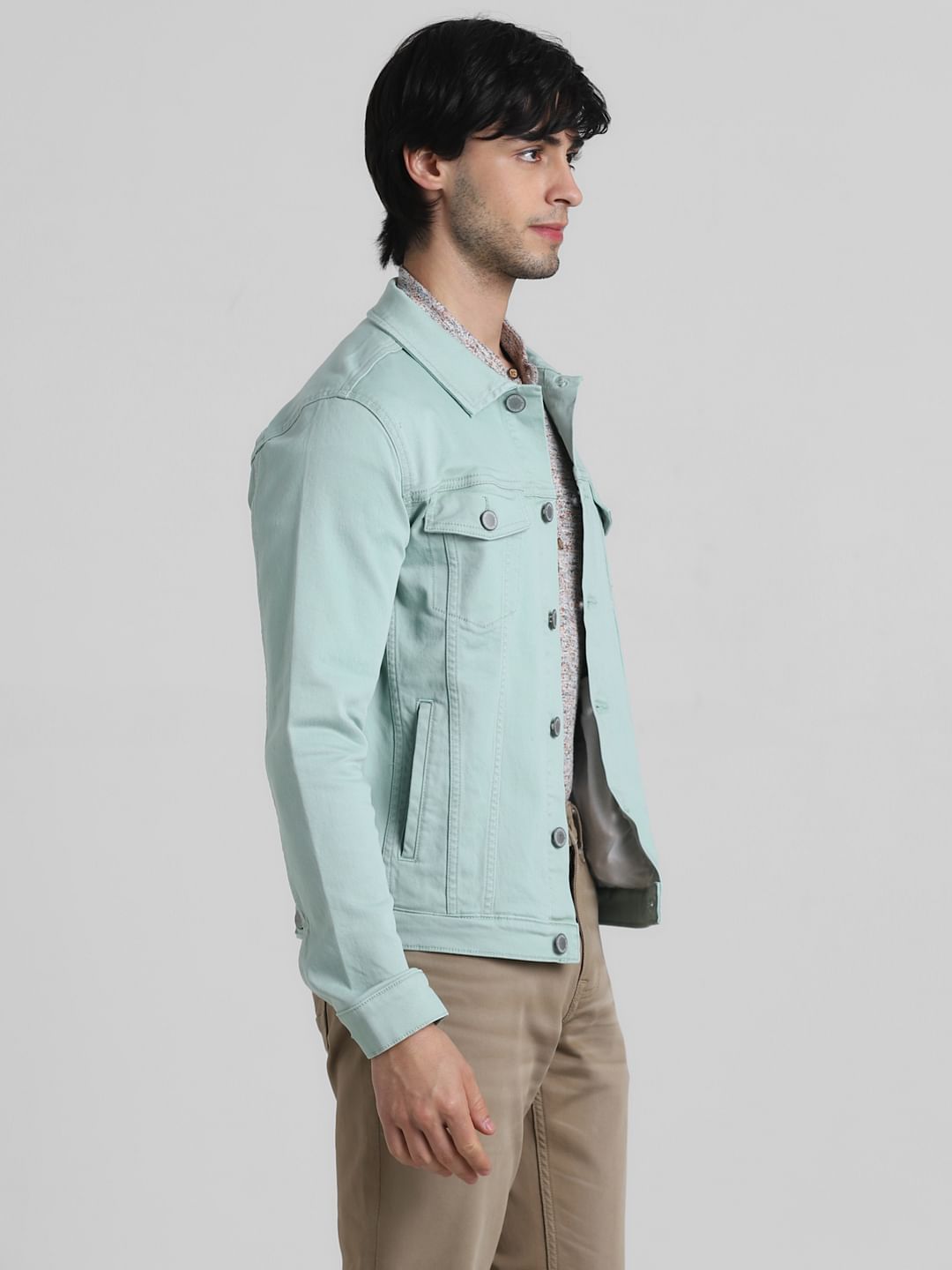 Green Patch Pocket Denim Jacket