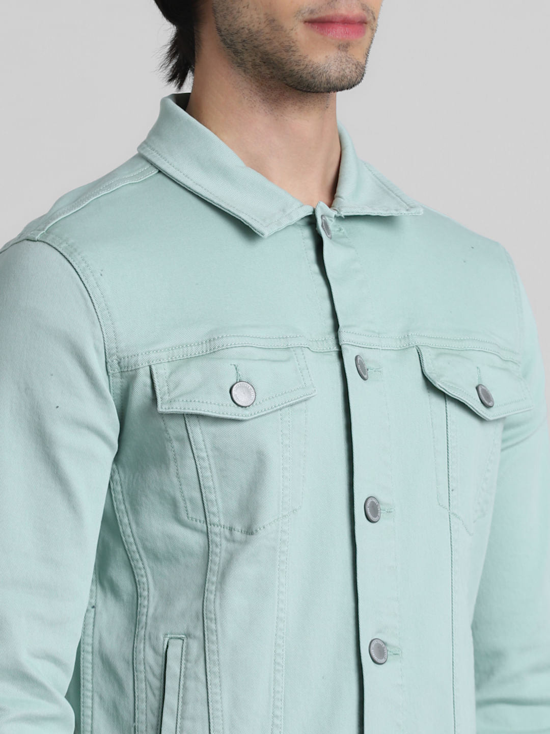 Green Patch Pocket Denim Jacket