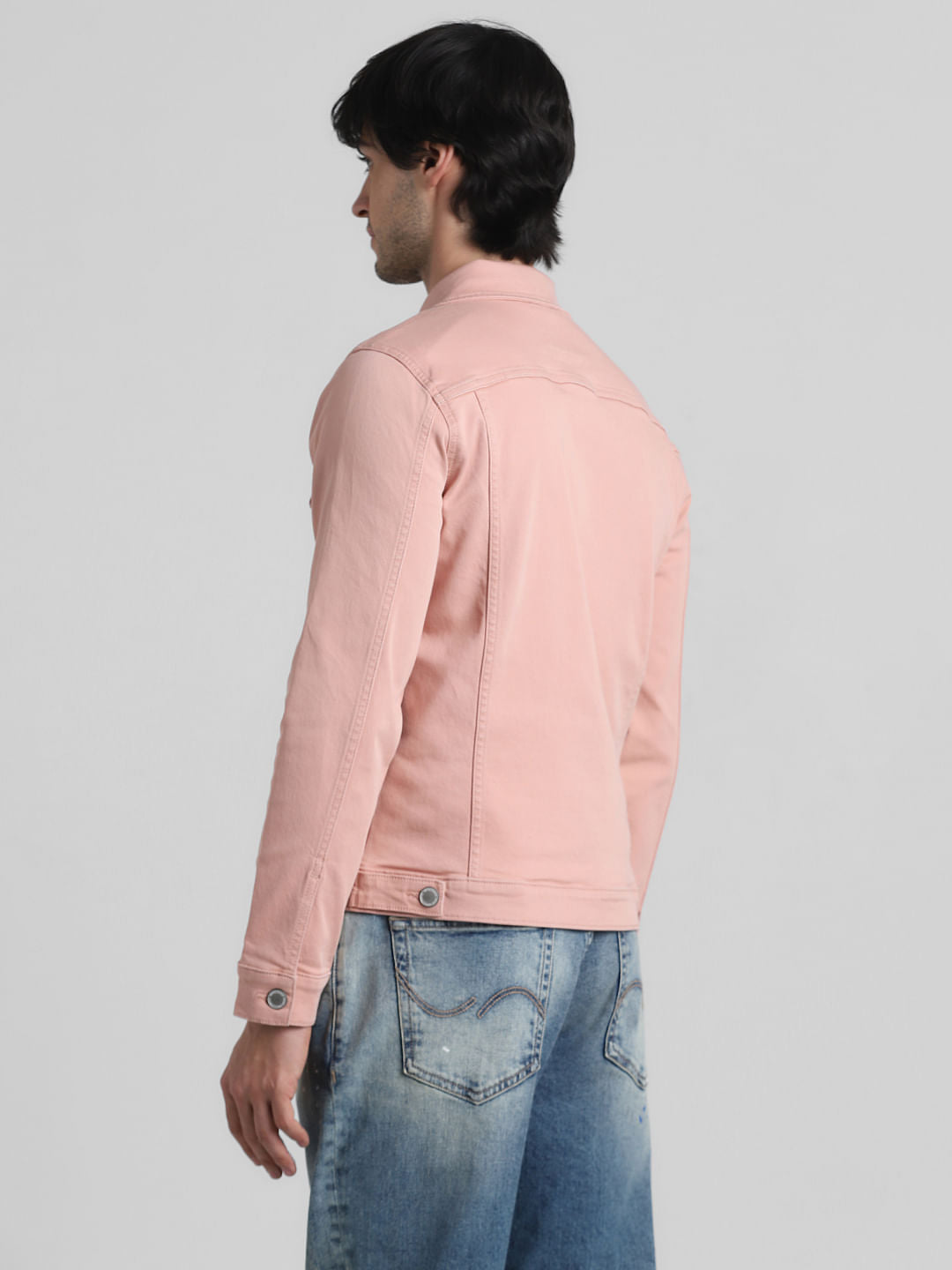 Pink Solid Casual Jacket