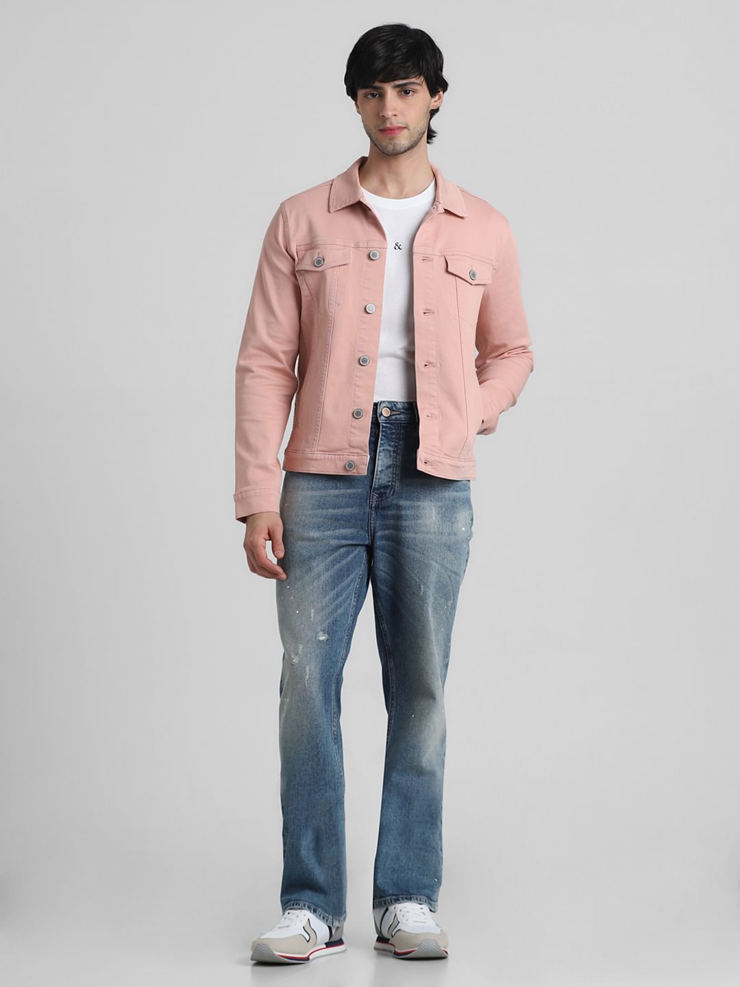 Pink Solid Casual Jacket