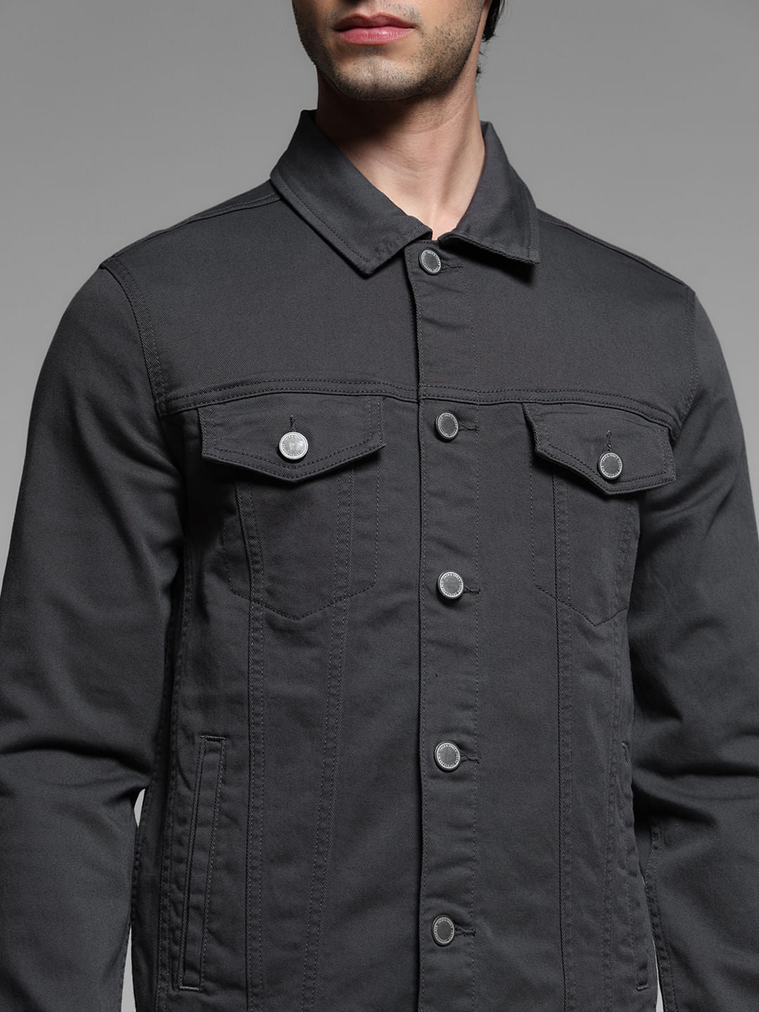 Grey Cotton Denim Jacket