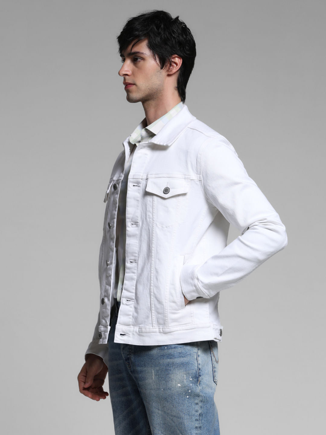 White Cotton Denim Jacket