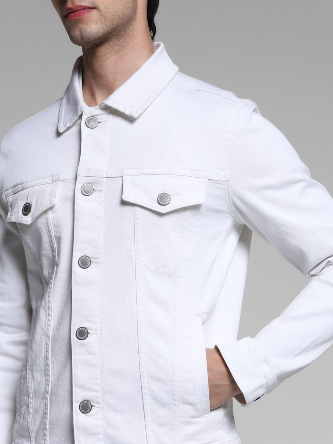 White Cotton Denim Jacket
