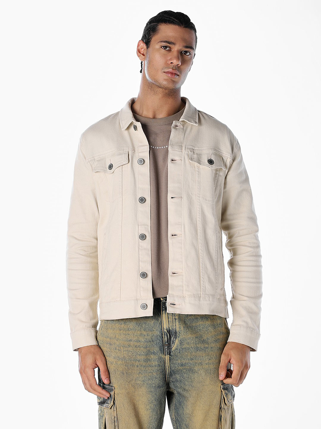 Beige Regular Denim Jacket