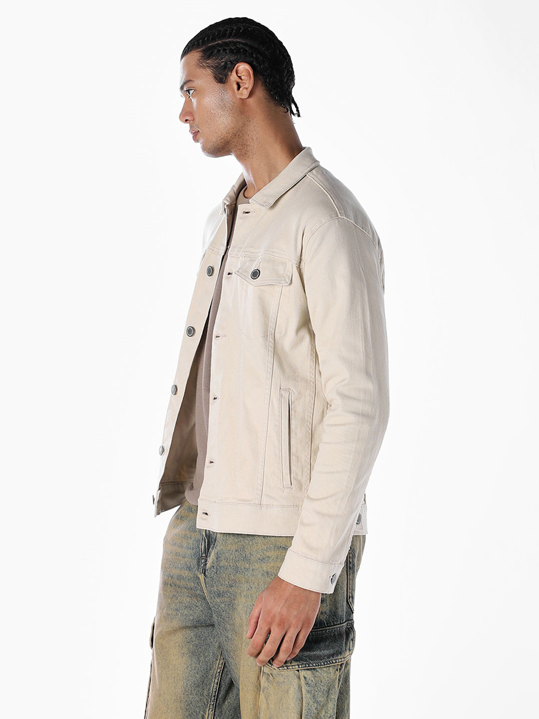 Beige Regular Denim Jacket