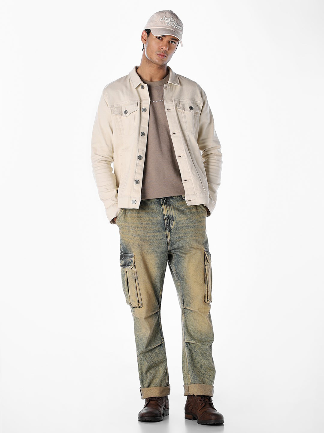 Beige Regular Denim Jacket