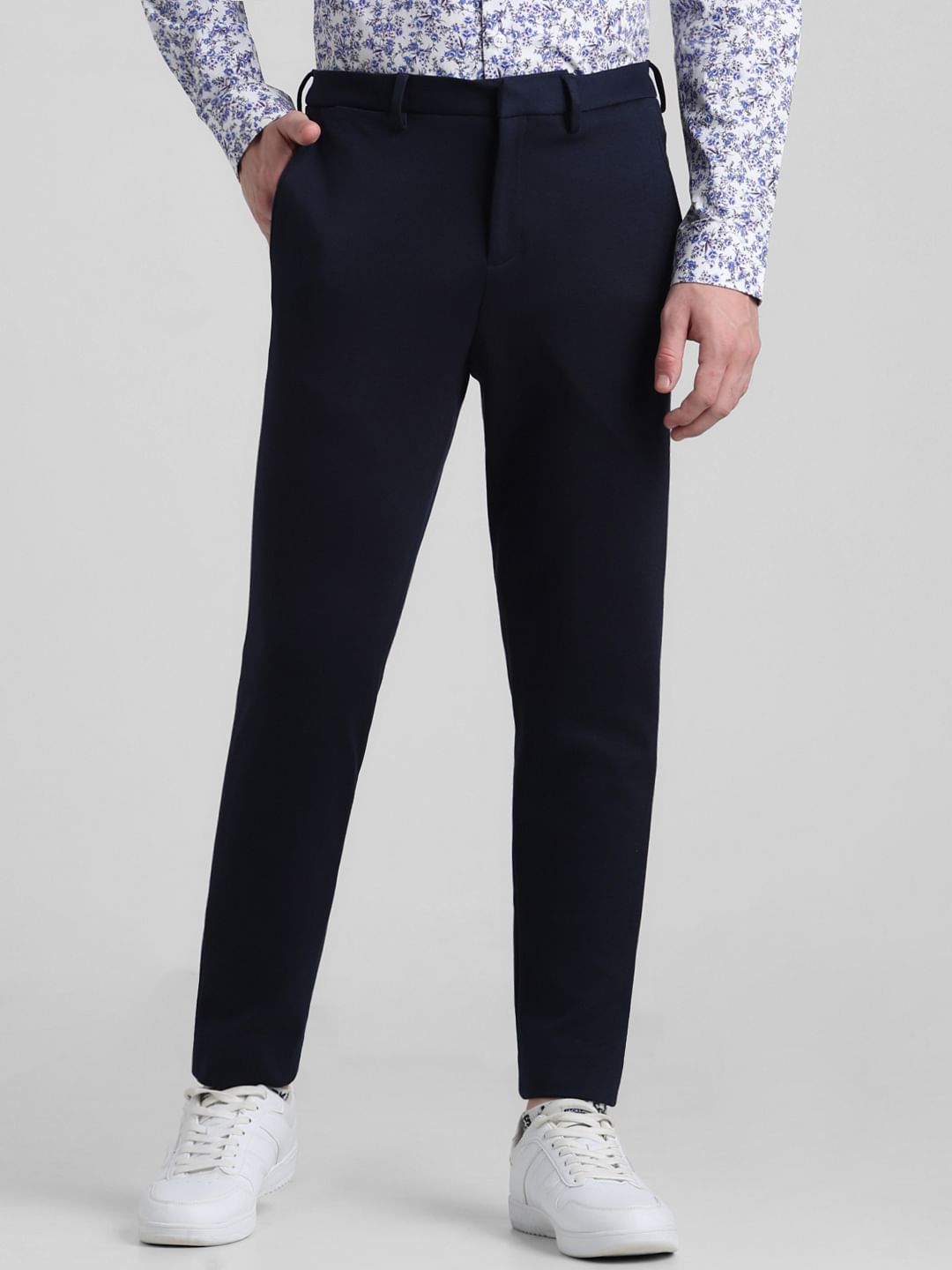 Dark Blue Mid Rise Slim Fit Pants
