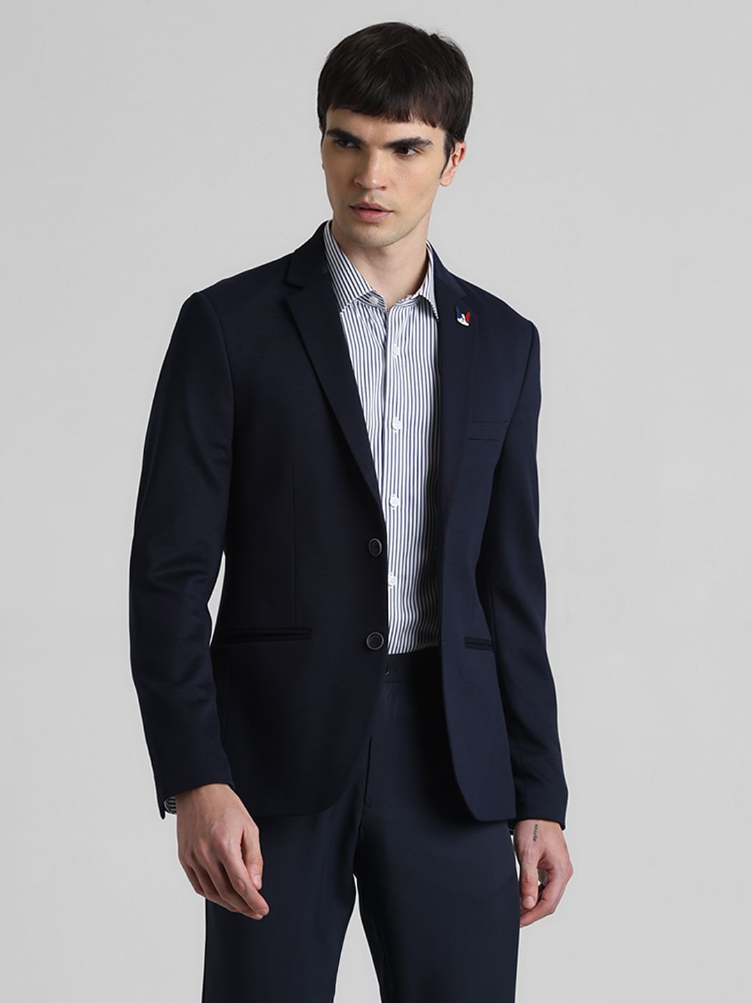 Dark Blue Double Button Formal Blazer