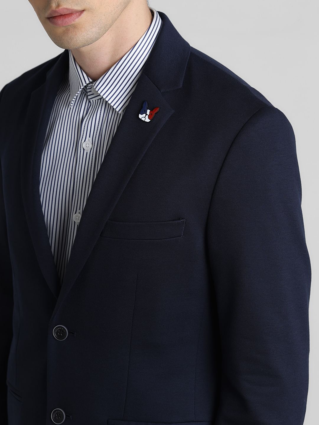 Dark Blue Double Button Formal Blazer