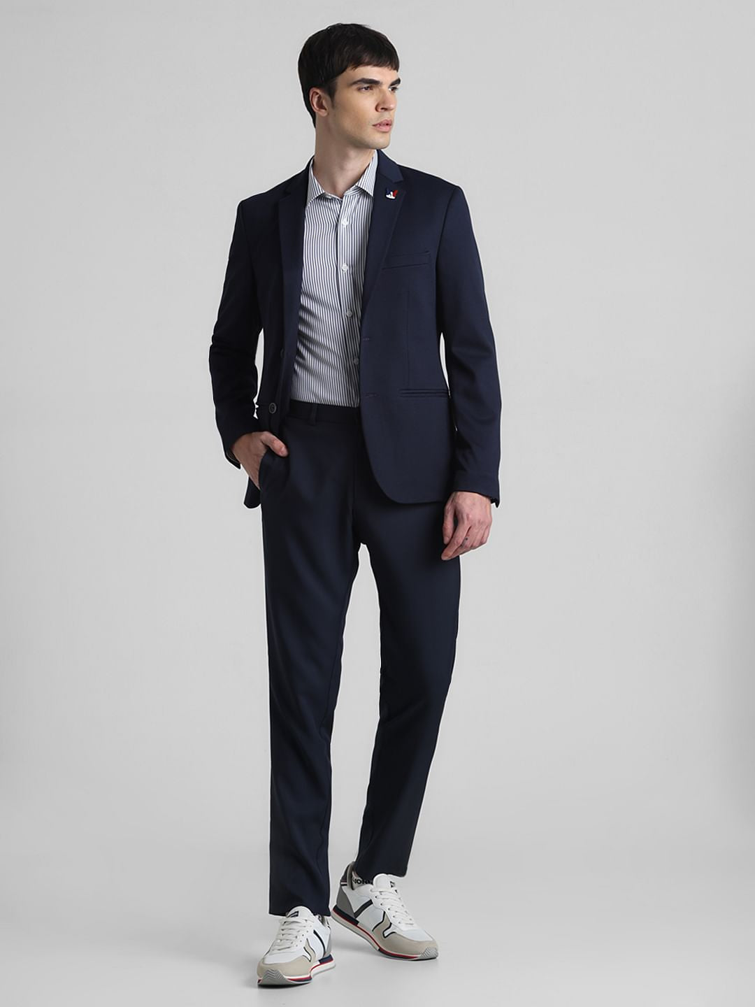 Dark Blue Double Button Formal Blazer