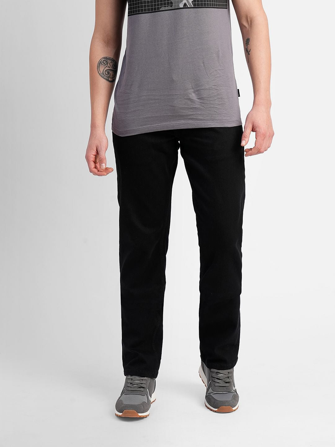 Black Mid Rise Clark Regular Fit Jeans
