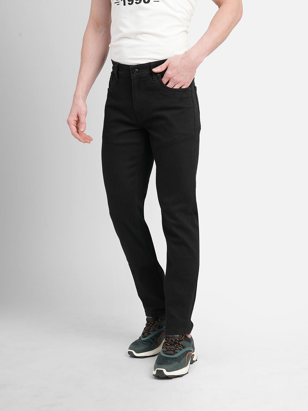 Black Low Rise Washed Ben Skinny Fit Jeans