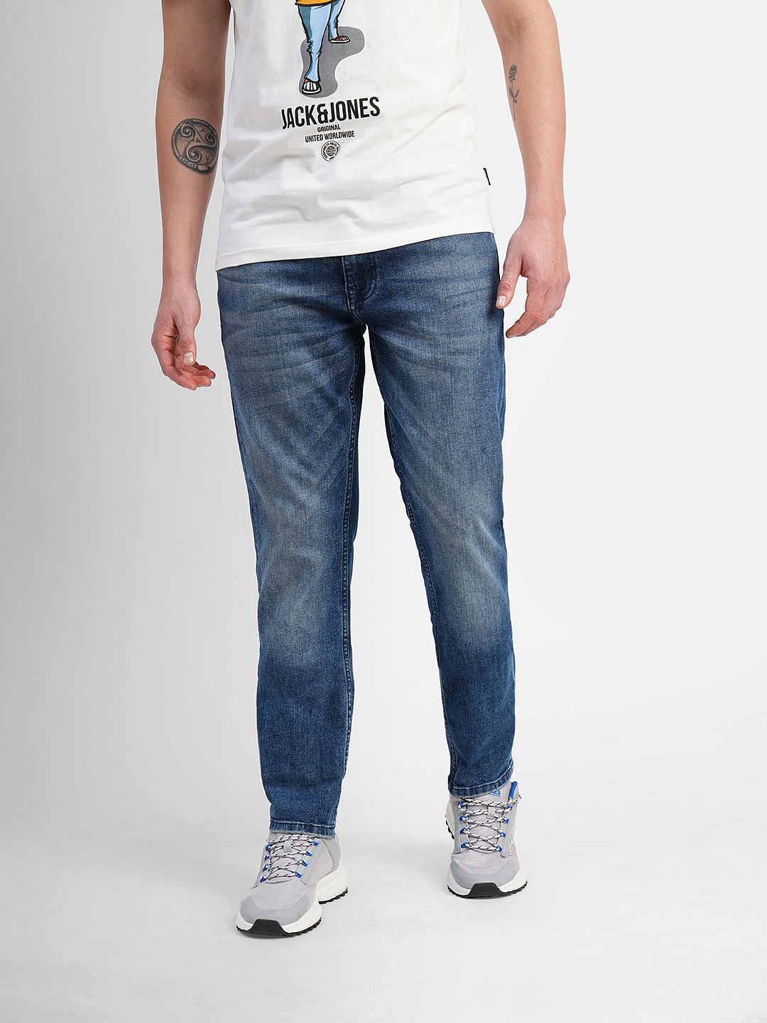 Blue Low Rise Washed Ben Skinny Fit Jeans