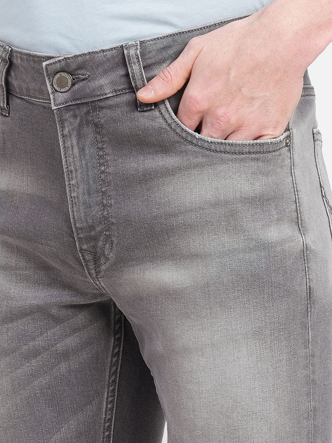 Grey Low Rise Washed Ben Skinny Fit Jeans