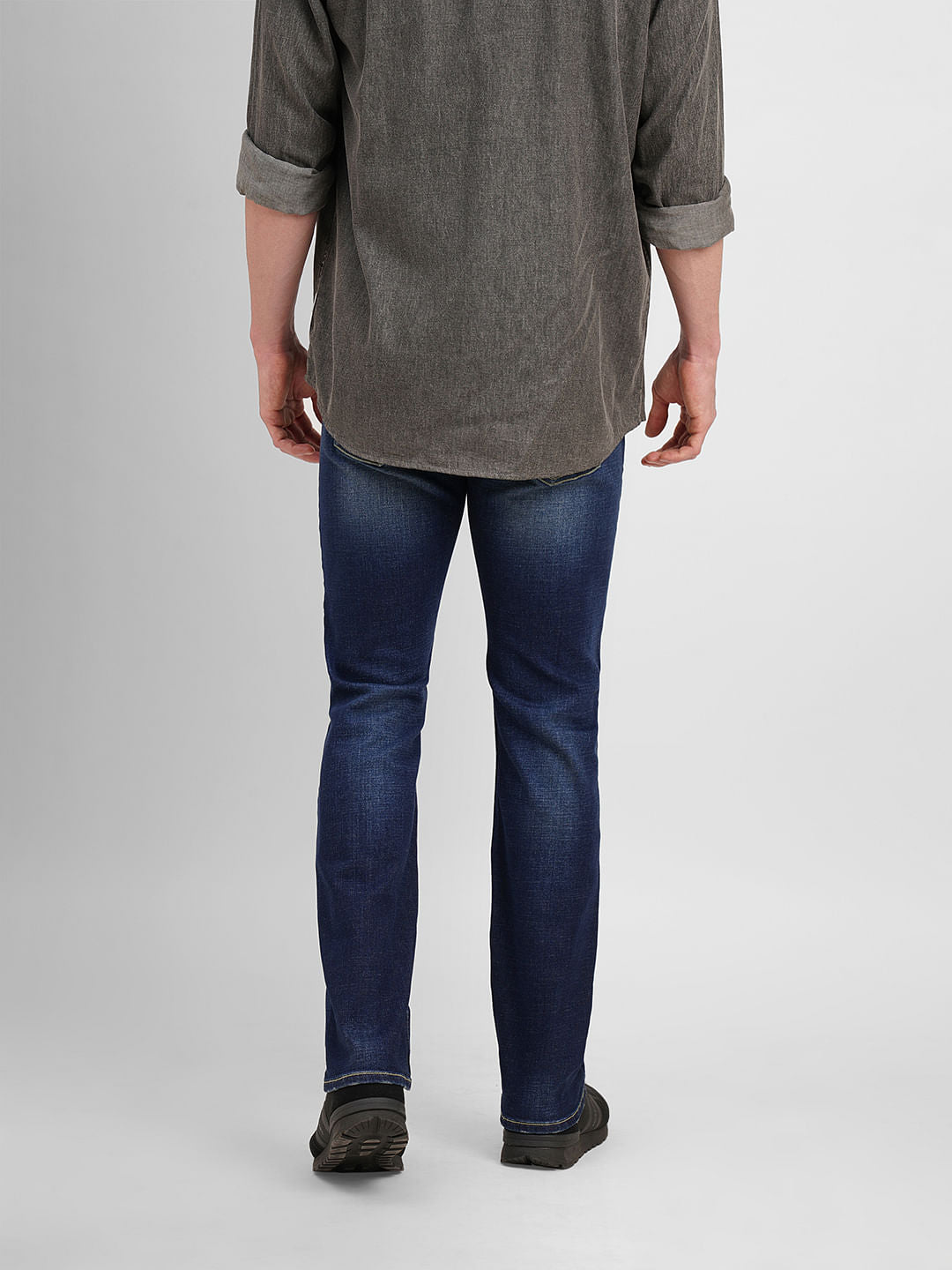 Dark Blue Mid Rise Clark Regular Fit Jeans