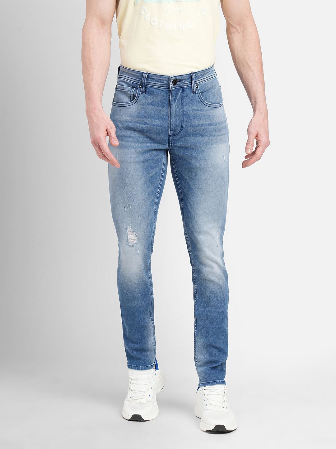 Light Blue Low Rise Distressed Liam Skinny Jeans